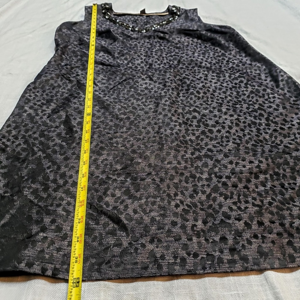 DANA BUCHMAN Dress, Gray Black Beads Cheetah, 10 - Picture 7 of 8